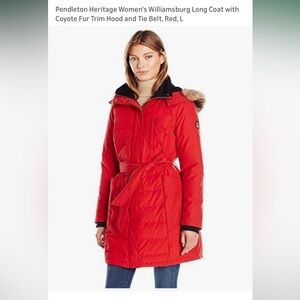 Pendleton Coyote Fur Trim Down Parka Jacket size large